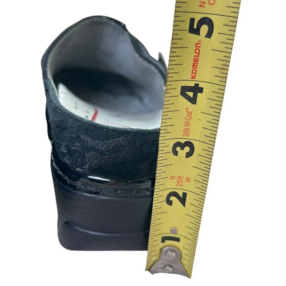 KLOGS Black Floral Leather Clogs Women's 7.5 Slip On Buckle Suede Arch Support - Picture 7 of 16